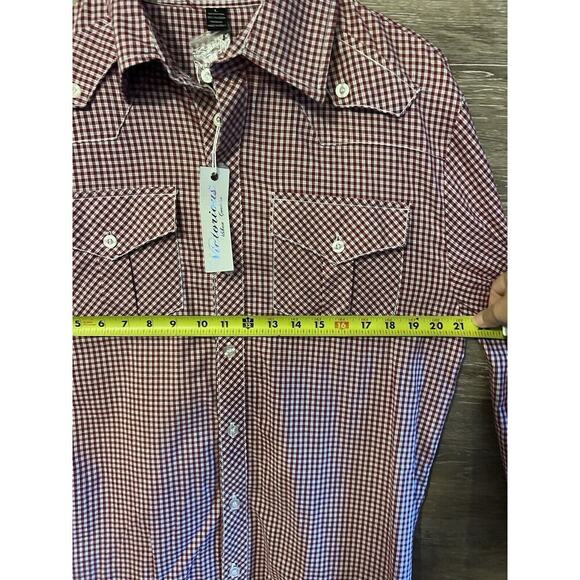 VICTORIOUS Urban Couture Sz L Men Shirt Long Sleeve Button Down Red Plaid Eagle - Picture 6 of 10